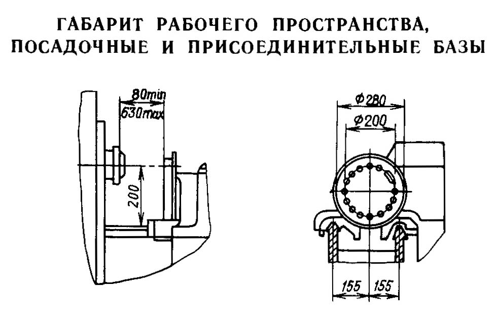 Габарит робочого простору токарного револьверного верстата 1Д340П 1Д340П Габарит робочого простору токарно-револьверного верстата